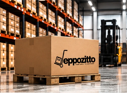 Deppozitto warehouse with branded shipping box